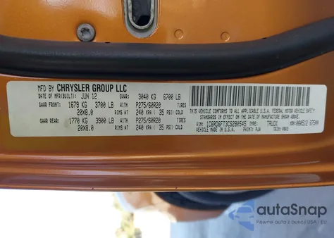 2012 Ram 1500 St z USA, uszkodzony, nr VIN 1C6RD6FT3CS280545